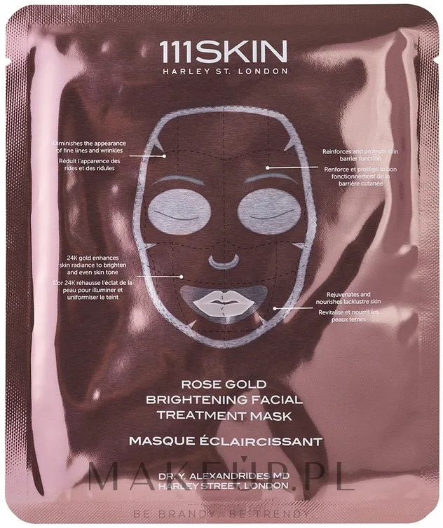 111Skin Rose Gold Brightening Facial Treatment Mask — осветляющая маска для лица с золотом и пептидом Аргирелин, 5×30 мл, оттенок 5 x 30 мл