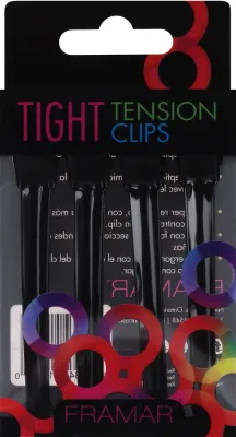 Зажимы для волос Framar Tight Tension Clips, металлические, с пружинным механизмом, черные, 4 шт