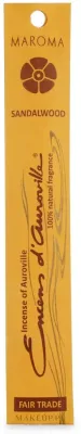 Благовония палочки Maroma Encens d'Auroville Stick Incense Sandalwood с ароматом сандала, 10 шт