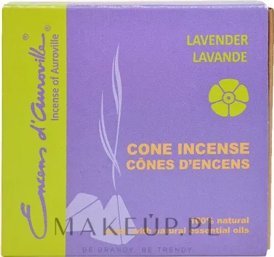 Благовония-конусы Maroma Encens d'Auroville Cone Incense Lavender «Лаванда», с подставкой, 10 шт