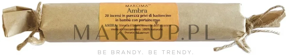 Благовония натуральные Maroma Bambooless Incense Ambra «Янтарь», без бамбуковой основы, 20 шт
