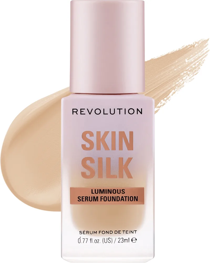 Тональная основа-сыворотка Makeup Revolution Skin Silk Serum сатиновая увлажняющая, 23 мл, оттенок F1