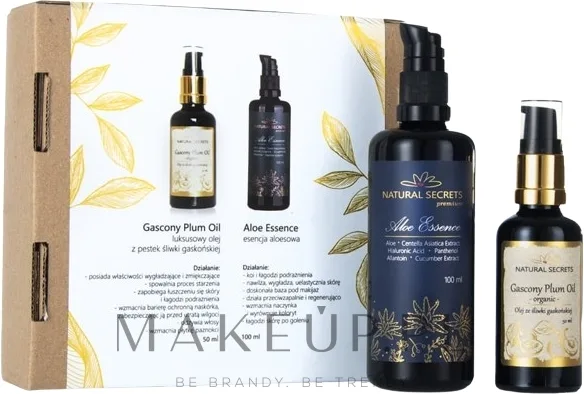 Набор для лица Natural Secrets Aloe And Plum эссенция с алоэ и гиалуроном и масло гасконской сливы 100+50 мл