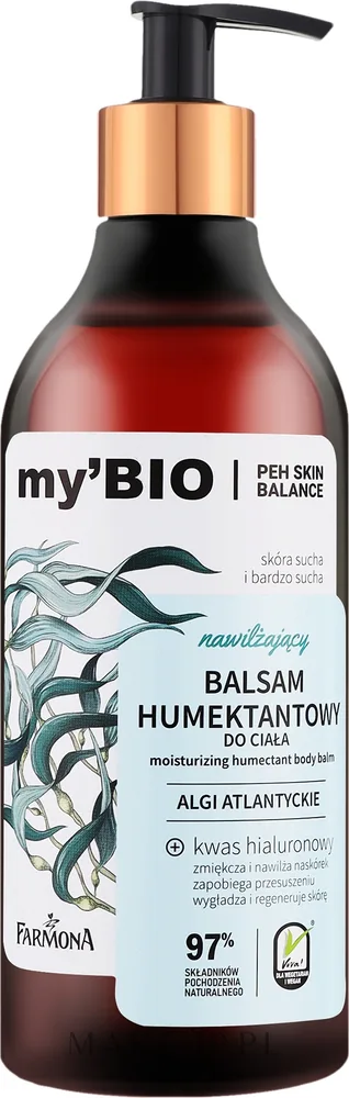 Бальзам для тела увлажняющий Farmona My'bio Moisturizing Humectant Body Balm Atlantic Algae, с экстрактом атлантических водорослей, 400 мл