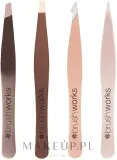 Набор пинцетов Brushworks The Complete HD Combination Tweezer Set Gold золотой, из нержавеющей стали, 4 шт — фото 2