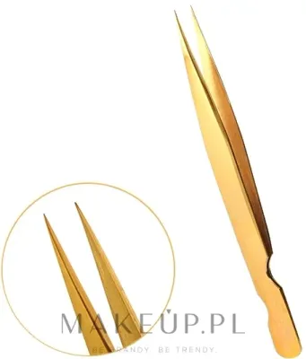 Пинцет для наращивания ресниц Lena Lashes 010 прямой, золотистый, из нержавеющей стали, 1 шт
