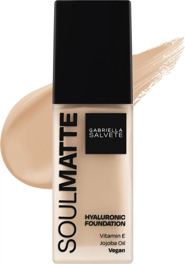 Тональная основа Gabriella Salvete Soulmatte Hyaluronic Foundation матирующая увлажняющая, 30 мл, оттенок 07 - 01N Porcelain Neutral