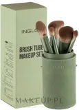 Набор кистей для макияжа Inglot Green Brush Tube Set 6 шт. в зелёном чехле — фото 1