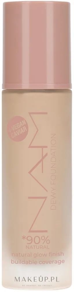 NAM Make Up Podkład do twarzy - Тональная основа NAM Dewy Foundation веганская сияющая увлажняющая, 30 мл, оттенок 05W - Warm Beige