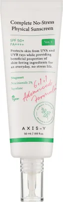 Солнцезащитный крем для лица Axis-Y Complete No-Stress Physical Sunscreen SPF 50+ с оксидом цинка 50 мл