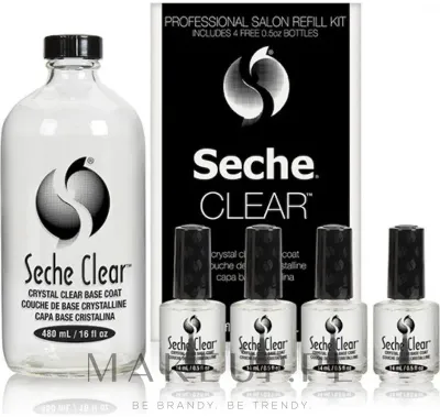 Набор базовых покрытий для ногтей Seche Vite Clear Crystal Base Coat и рефилл 4x14+118 мл