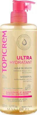 Topicrem Ultra-Moisturizing масло для душа ультраувлажняющее 1000 мл, для лица и тела, с оливковым маслом, Oil