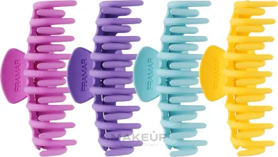 Заколки-крабы для волос Framar Claw Clips Pastel, с металлической пружиной, матовые, пастельные цвета, 4 шт