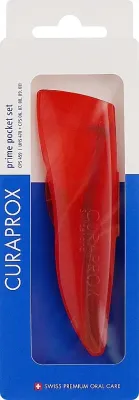 Набор межзубных щеток Curaprox CPS 459 Prime Pocket с держателем UHS 470 и щетками разных размеров красный