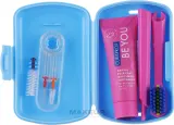 Набор ортодонтический дорожный Curaprox Ortho Travel Set: щётка, паста 10 мл, 3 межзубных ершика, футляр, синий — фото 2