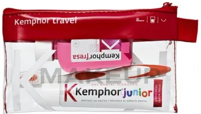 Набор для ухода за полостью рта Kemphor Junior Travel: зубная паста 25 мл, ополаскиватель 50 мл, зубная щётка