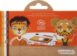 Namaki Lion Giraffe набор для аквагрима детский на 3 цвета, краски на водной основе, кисть и 2 трафарета, лев и жираф — фото 1