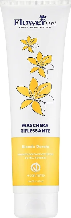 Тонирующая маска для волос FlowerTint золотой блонд, оливковое масло, имбирь, масло какао, вегано, 150 мл