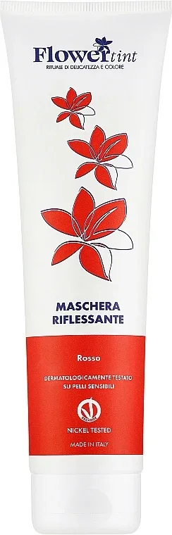 Тонирующая маска для волос FlowerTint красный оттенок, оливковое масло, имбирь, масло какао, вегано, 150 мл