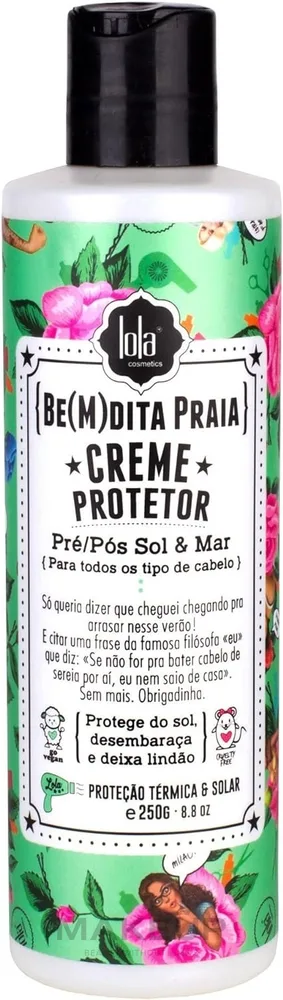 Крем для волос Lola From Rio Be(M)dita Praia защитный до/после солнца и моря, UV-защита, термозащита, с растительными маслами, 250 г