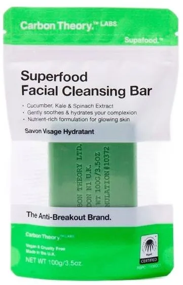 Мыло для умывания Carbon Theory Superfood Cleansing Bar Green очищающее, 100 г