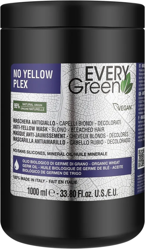 Тонирующая маска для светлых волос EveryGreen No Yellow Plex против желтизны, масло зародышей пшеницы, аминокислоты, фиолетовый пигмент