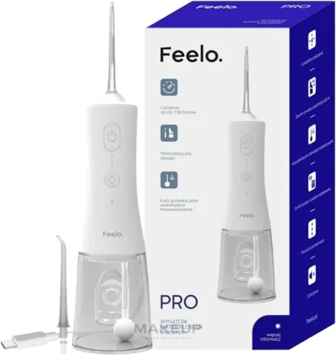 Ирригатор Feelo Pro Water Flosser беспроводной, белый, 1 шт