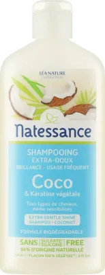 Шампунь Natessance Coconut нежный, с кокосовым маслом, протеинами пшеницы и риса, для всех типов волос, 250 мл