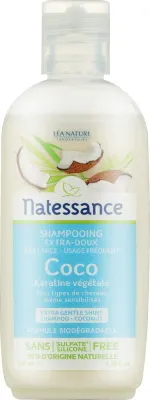 Шампунь Natessance Coconut нежный, с кокосовым маслом, протеинами пшеницы и риса, для всех типов волос, 100 мл