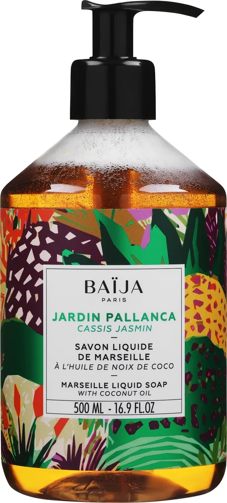 Жидкое марсельское мыло Baija Jardin Pallanca Marseille Liquid Soap With Coconut Oil с кокосовым маслом, аромат черной смородины и жасмина, 500 мл