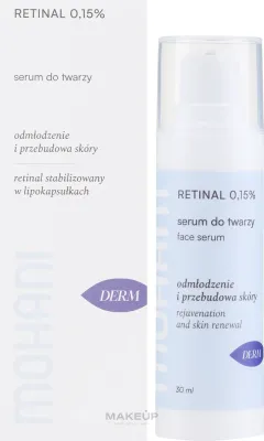 Сыворотка для лица Mohani Derm с ретиналем 0,15% антивозрастная, с маслом винограда, авокадо и центеллой, ночная, 30 мл