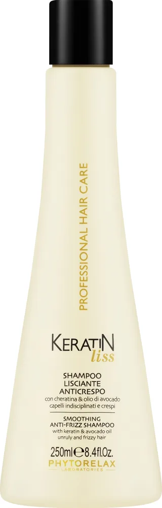 Шампунь разглаживающий и защищающий волосы Phytorelax Laboratories Keratin Liss Smoothing Anti-Frizz, с маслом авокадо и кератином, 250 мл