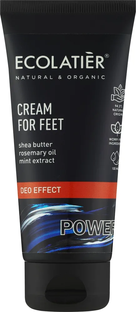 Крем для ног Ecolatier Deo-Cream for Feet дезодорирующий, с маслом ши и экстрактом мяты, 100 мл