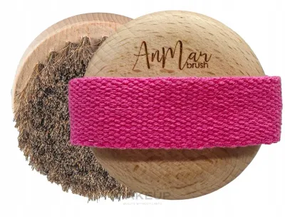 Щётка для сухого массажа шеи и декольте AnMar Brush розовая, конский волос, 1 шт