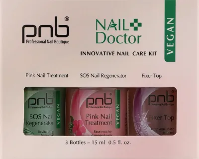 Набор для ухода за ногтями PNB Nail Doctor верхнее покрытие уход и регенератор 3x15 мл
