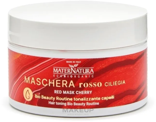 Тонирующая маска для рыжих волос MaterNatura Red Mask Cherry насыщенность цвета, экстракт гибискуса, вишни, годжи, красные пигменты, 200 мл