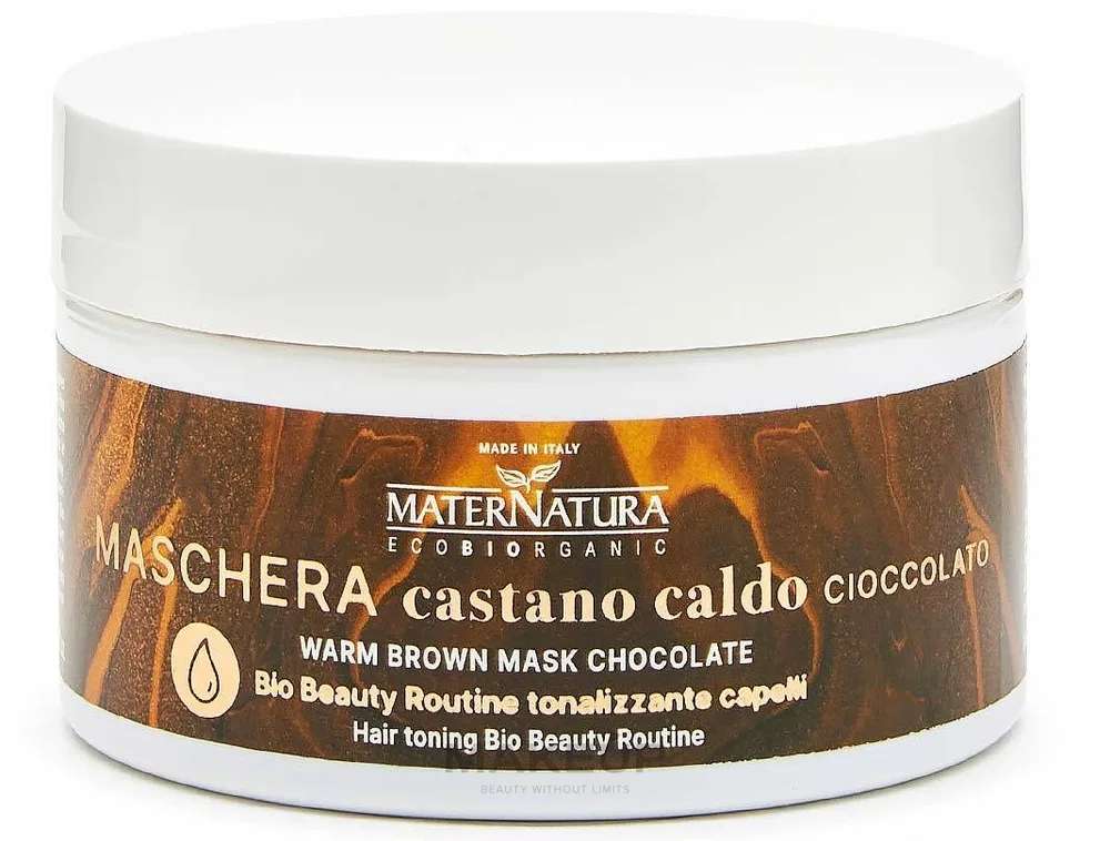Тонирующая маска MaterNatura Warm Chocolate Brown тёплый коричневый, экстракт какао, кофе, грецкого ореха, коричневые пигменты, 200 мл