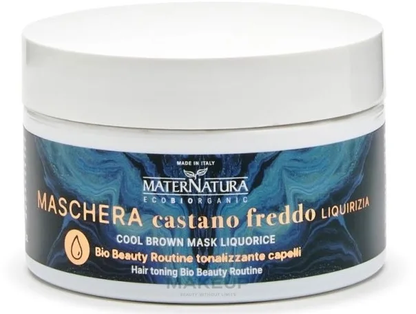 Тонирующая маска MaterNatura Cool Brown холодный коричневый, экстракт шелковицы, ежевики, солодки, миндаля, коричневые пигменты, 200 мл