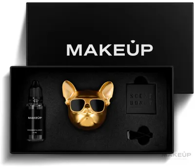 Ароматизатор для автомобиля MAKEUP Gold Bulldog, клубника и амбра, золотой, 15 мл