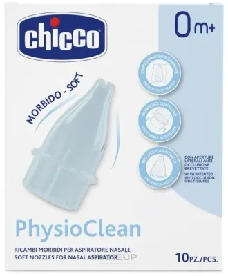 Мягкие насадки для аспиратора Chicco Physio Clean Soft Nasal Aspirator Spare Parts, запасные части, 10 шт