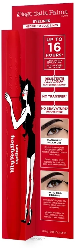 Подводка-фломастер для глаз Diego Dalla Palma Mytoyboy Eyeliner, ультрачёрная, с блестящим финишем, 0,5 г, оттенок 51 - Glossy Black