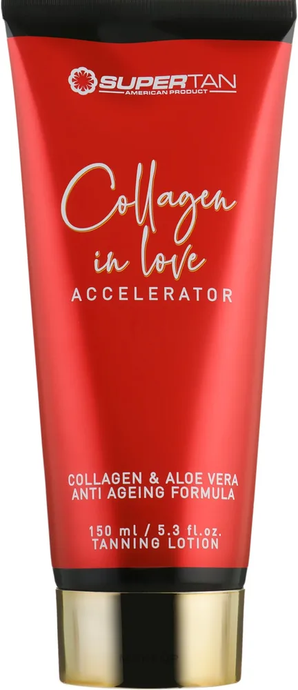 Крем-активатор загара в солярии Supertan Collagen In Love с коллагеном, конопляным маслом и зелёным чаем, 150 мл