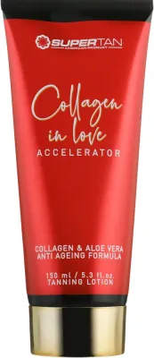 Крем-активатор загара в солярии Supertan Collagen In Love с коллагеном, конопляным маслом и зелёным чаем, 150 мл