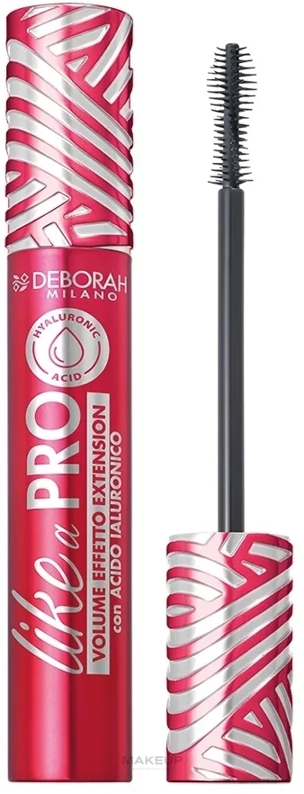 Тушь для ресниц Deborah Like A Pro With Hyaluronic Acid Mascara для объёма и длины, с изогнутой щёточкой, 13 мл