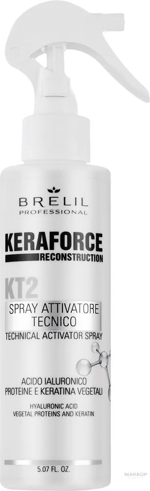 Активирующий спрей для волос Brelil Keraforce KT2 Technical Activator Spray с гиалуроновой кислотой, 150 мл