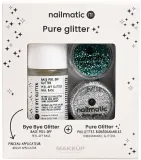 Набор Nailmatic Pure Glitter Turquoise Silver база 8 мл блестки 2 шт и кисть — фото 1