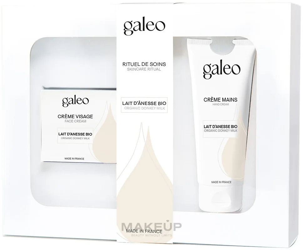 Набор Galeo Organic Donkey Milk крем для лица и крем для рук с ослиным молоком и маслом ши 50+75 мл