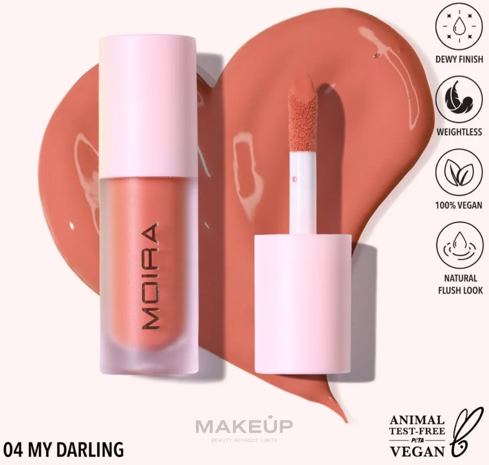 Румяна для лица Moira Love Steady Liquid Blush жидкие, оттенок 04 - My Darling