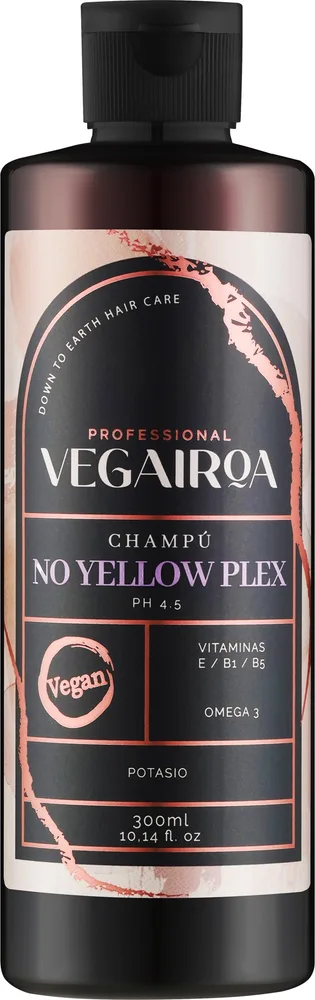 Шампунь против жёлтых тонов для светлых волос Vegairoa No Yellow Plex Shampoo, с фиолетовым пигментом, 300 мл / 1000 мл