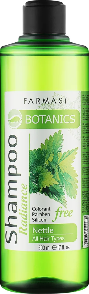 Шампунь Farmasi Botanics Nettle с крапивой и пантенолом, без силиконов и парабенов, для блеска волос, 500 мл, Турция